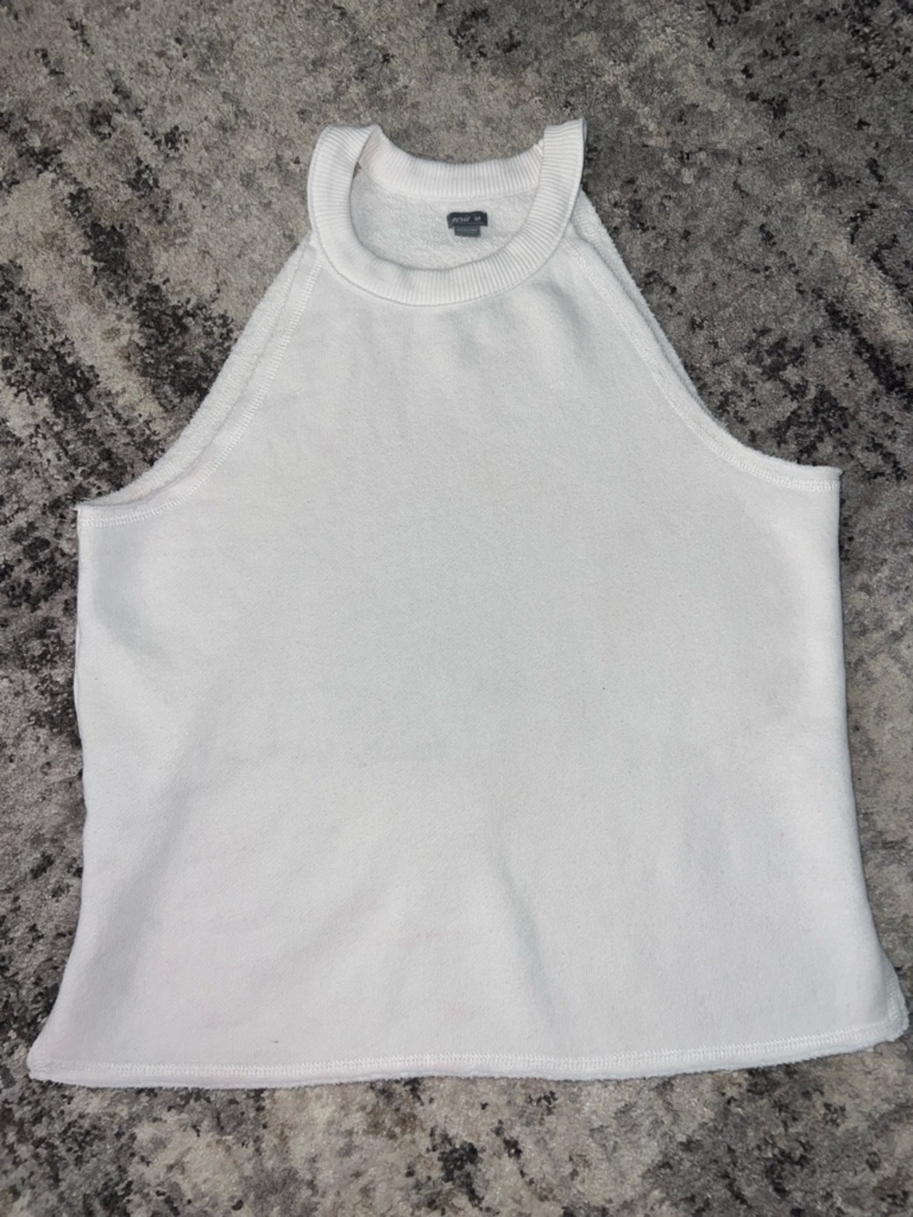 aerie White Ribbed Halter Tank Top
